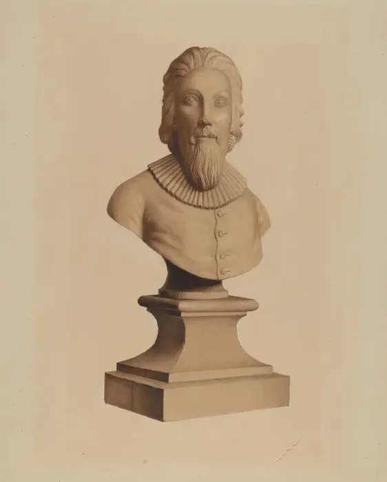 Framed Print : Bust of Governor John Winthrop, c. 1937. Creator: Joseph Goldberg Framed Print : Bust of Governor John Winthrop, c. 1937. Creator: Joseph Goldberg