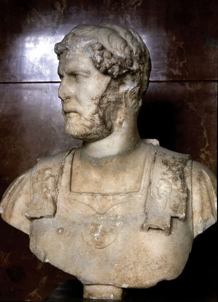 Bust of Hadrian (Publius Aelius Hadrianus) (76-138). Roman Emperor. Bust made 125 AD