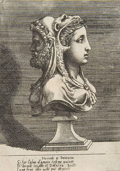 Bust of Hercules and Dejanira, ca. 1531-76. Creator: Giulio Bonasone