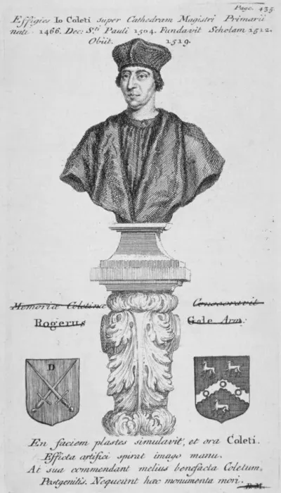 Framed Print : Bust of John Colet who founded St Pauls School in 1512, 1800