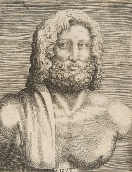 Framed Print : Bust of Jupiter, ca 1531-76. Creator: Giulio Bonasone Framed Print : Bust of Jupiter, ca 1531-76. Creator: Giulio Bonasone