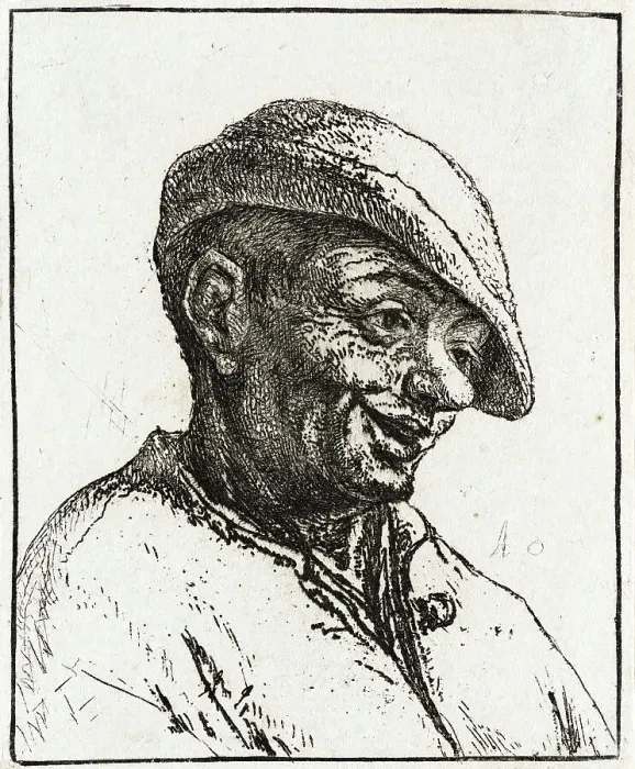 Framed Print : Bust of a Laughing Peasant, 1672. Creator: Adriaen van Ostade Framed Print : Bust of a Laughing Peasant, 1672. Creator: Adriaen van Ostade