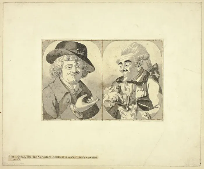 Framed Print : Two Bust-length Caricatures, n.d. Creator: Robert Dighton Framed Print : Two Bust-length Caricatures, n.d. Creator: Robert Dighton