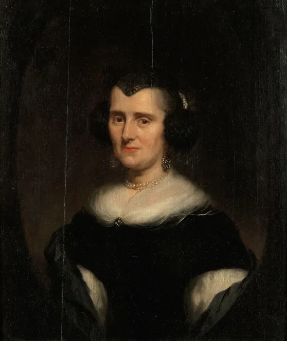 Framed Print : Bust-Length Portrait of a Middle-Aged Woman, 1670s. Creator: Nicolaes Maes Framed Print : Bust-Length Portrait of a Middle-Aged Woman, 1670s. Creator: Nicolaes Maes