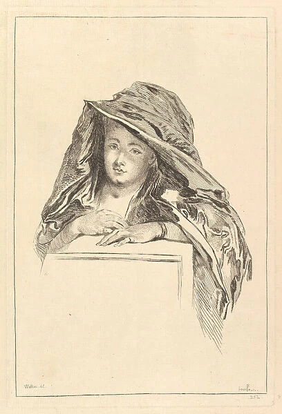 Bust Portrait of a Woman wearing a Hooded Mantle, 18th century. Creator: Francois Boucher