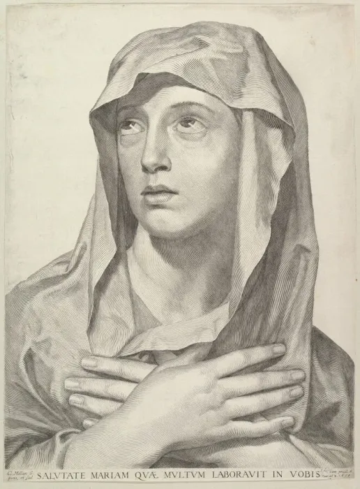 Framed Print : Bust of the Virgin, 1650. Creator: Claude Mellan Framed Print : Bust of the Virgin, 1650. Creator: Claude Mellan
