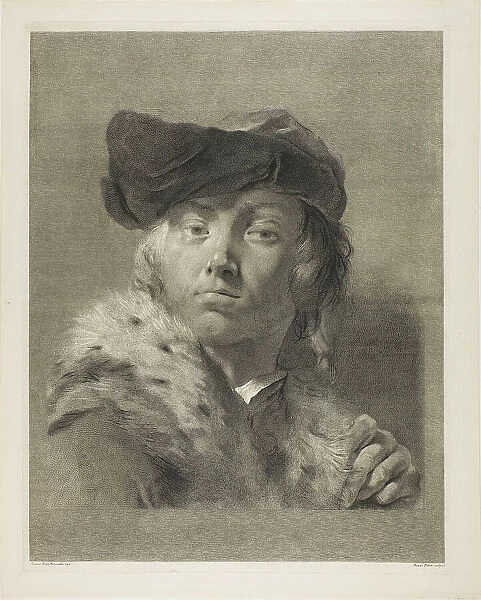Bust of a Young Man with a Fur-Collared Coat, c.1750. Creator: Giovanni Marco Pitteri