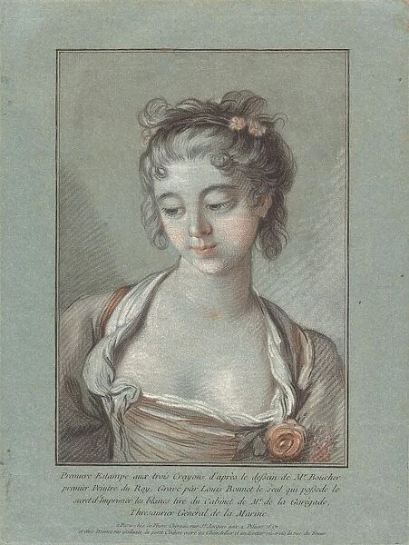 Bust of a Young Woman Looking Down, 1765  /  1767. Creator: Louis Marin Bonnet