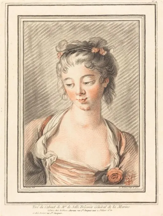 Framed Print : Bust of a Young Woman Looking Down, 1773 or later. Creator: Louis Marin Bonnet Framed Print : Bust of a Young Woman Looking Down, 1773 or later. Creator: Louis Marin Bonnet