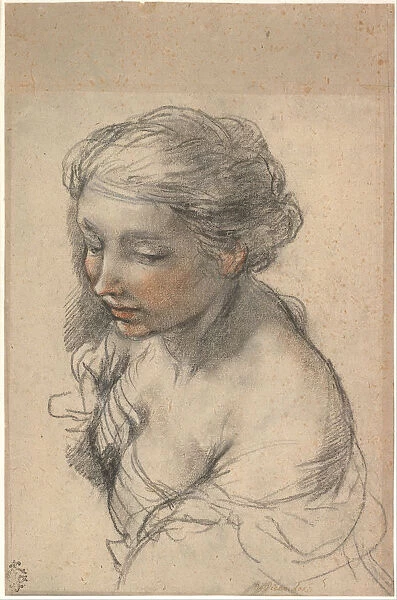 Bust of a Young Woman Turned to the Left, 1637. Artist: Cortona, Pietro da (1596-1669)