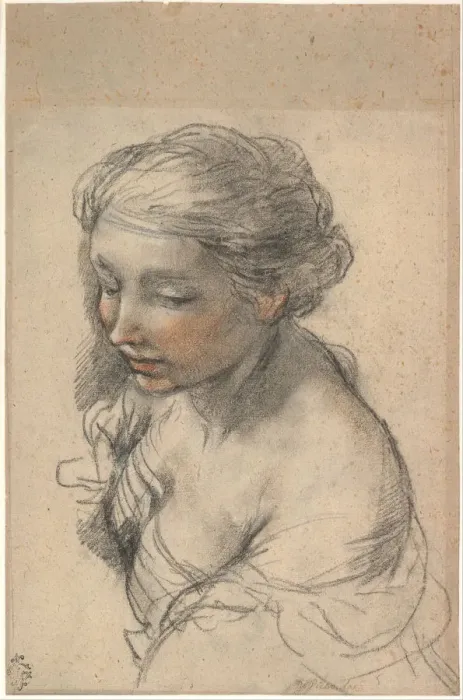 Framed Print : Bust of a Young Woman Turned to the Left, 1637. Artist: Cortona, Pietro da (1596-1669) Framed Print : Bust of a Young Woman Turned to the Left, 1637. Artist: Cortona, Pietro da (1596-1669)