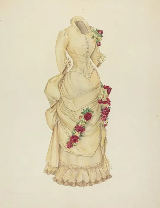 Framed Print : Bustle Dress, 1935 / 1942. Creator: Unknown Framed Print : Bustle Dress, 1935 / 1942. Creator: Unknown