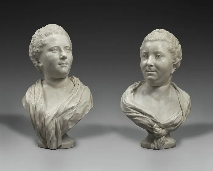 Framed Print : Busts of Two Sisters...Mme Brigitte Francois Elisabeth de Lansire...; Bust of Mme Adelaide... 1750s. Creator: Jean-Baptiste Pigalle Framed Print : Busts of Two Sisters...Mme Brigitte Francois Elisabeth de Lansire...; Bust of Mme Adelaide... 1750s. Creator: Jean-Baptiste Pigalle