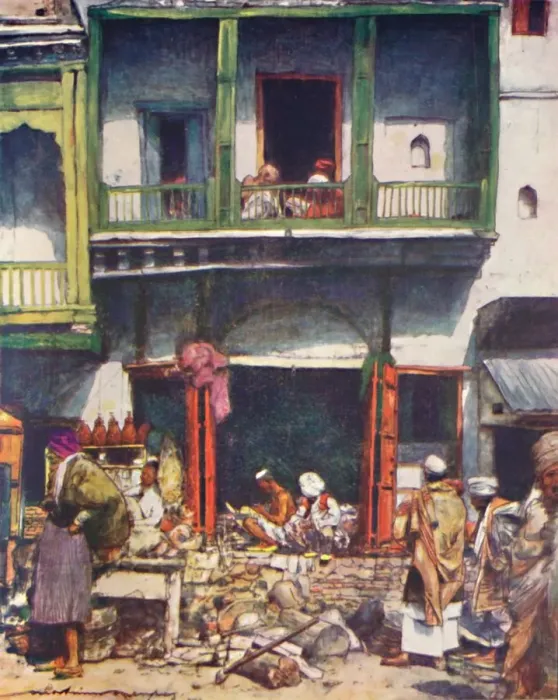 Framed Print : A Busy Bazaar in Delhi, 1905. Artist: Mortimer Luddington Menpes Framed Print : A Busy Bazaar in Delhi, 1905. Artist: Mortimer Luddington Menpes