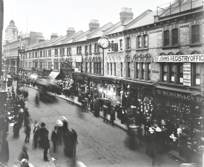 Framed Print : Busy street scene, St Johns Road, Clapham Junction, London, 1912 Framed Print : Busy street scene, St Johns Road, Clapham Junction, London, 1912