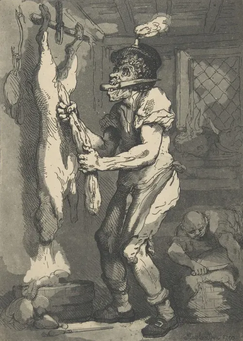 Framed Print : A Butcher, January 1, 1790. January 1, 1790. Creator: Thomas Rowlandson Framed Print : A Butcher, January 1, 1790. January 1, 1790. Creator: Thomas Rowlandson
