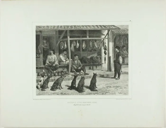 Framed Print : The Butcher and Other Tartar Merchants, 1841. Creator: Auguste Raffet Framed Print : The Butcher and Other Tartar Merchants, 1841. Creator: Auguste Raffet