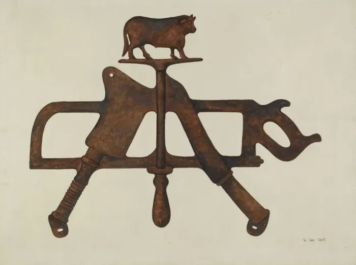 Framed Print : Butchers Sign, c. 1938. Creator: Vera Van Voris Framed Print : Butchers Sign, c. 1938. Creator: Vera Van Voris