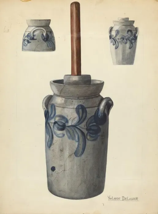 Framed Print : Butter Churn, c. 1936. Creator: Yolande Delasser