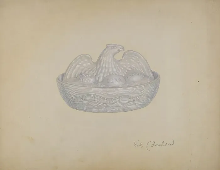 Framed Print : Butter Dish (Hen), c. 1941. Creator: Edward Bashaw