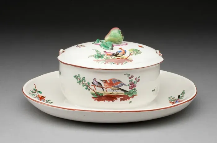 Framed Print : Butter Dish and Stand, Aprey, c. 1775. Creator: Aprey Pottery Factory Framed Print : Butter Dish and Stand, Aprey, c. 1775. Creator: Aprey Pottery Factory