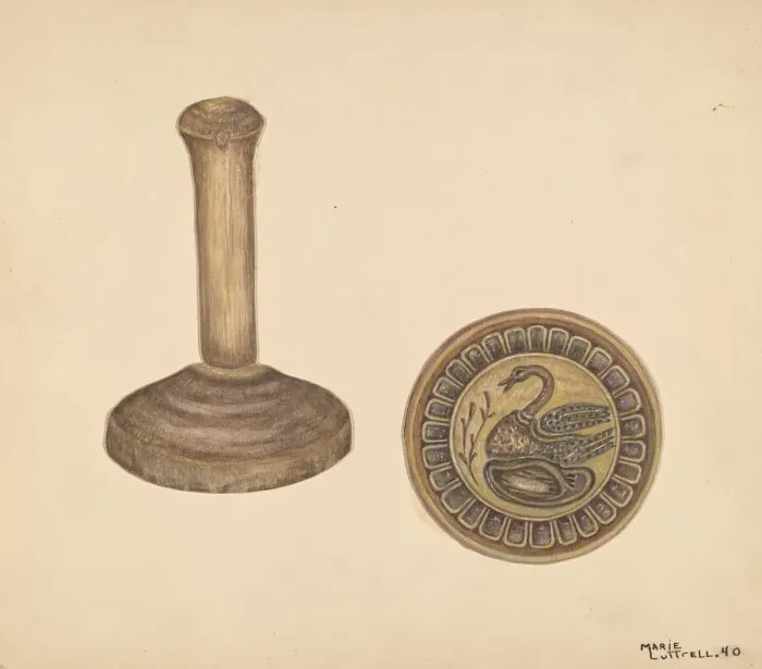 Framed Print : Butter Mold, 1940. Creator: Marie Lutrell Framed Print : Butter Mold, 1940. Creator: Marie Lutrell