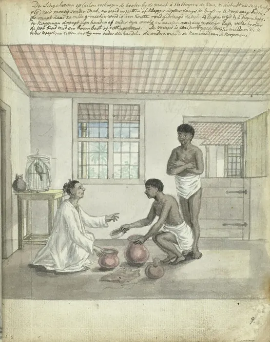 Framed Print : Butter trade in Ceylon, 1785-1786. Creator: Jan Brandes Framed Print : Butter trade in Ceylon, 1785-1786. Creator: Jan Brandes