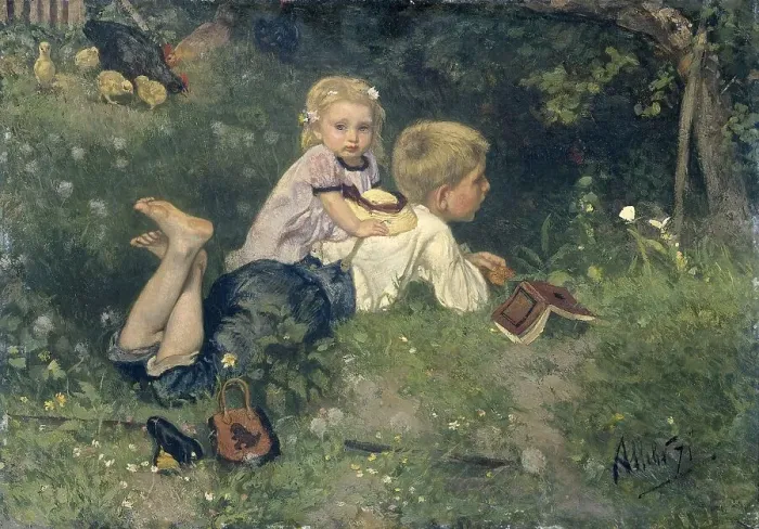 Framed Print : The Butterflies, 1871. Creator: August Allebe Framed Print : The Butterflies, 1871. Creator: August Allebe