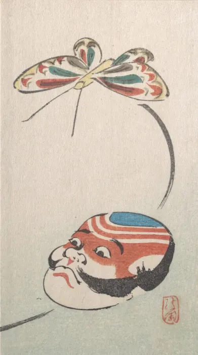 Framed Print : Butterfly and Mask of Yakko (the footman of a samurai), 18th-19th century Framed Print : Butterfly and Mask of Yakko (the footman of a samurai), 18th-19th century