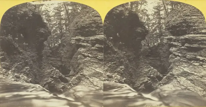 Framed Print : Buttermilk Creek Ithaca Cascades and 4t Fall looking down, 1860 / 65. Creator: J. C Framed Print : Buttermilk Creek Ithaca Cascades and 4t Fall looking down, 1860 / 65. Creator: J. C