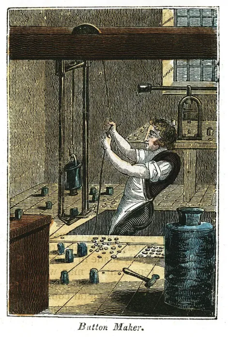 Framed Print : Button Maker, 1823 Framed Print : Button Maker, 1823