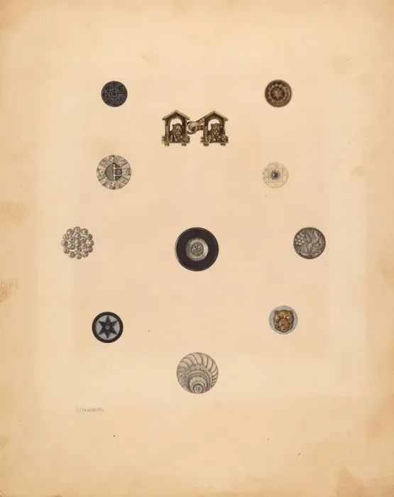 Framed Print : Buttons, 1937. Creator: Isidore Steinberg Framed Print : Buttons, 1937. Creator: Isidore Steinberg