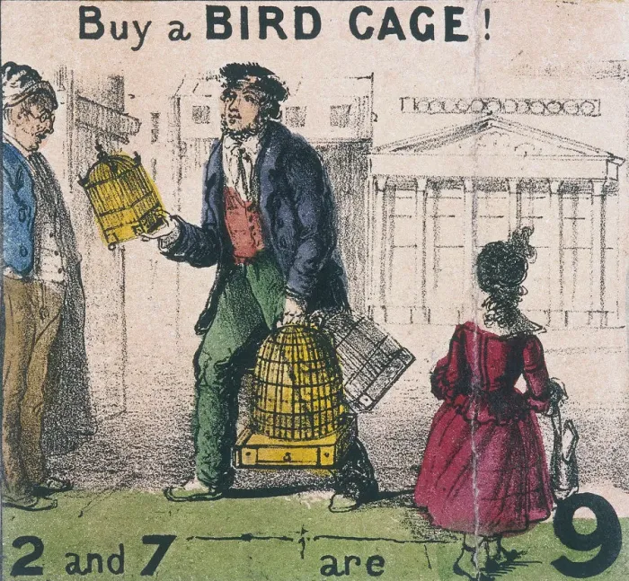 Framed Print : Buy a Bird Cage!, Cries of London, c1840. Artist: TH Jones Framed Print : Buy a Bird Cage!, Cries of London, c1840. Artist: TH Jones
