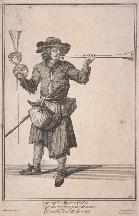 Framed Print : Buy my fine singing Glasses, Cries of London, (1688?) Framed Print : Buy my fine singing Glasses, Cries of London, (1688?)