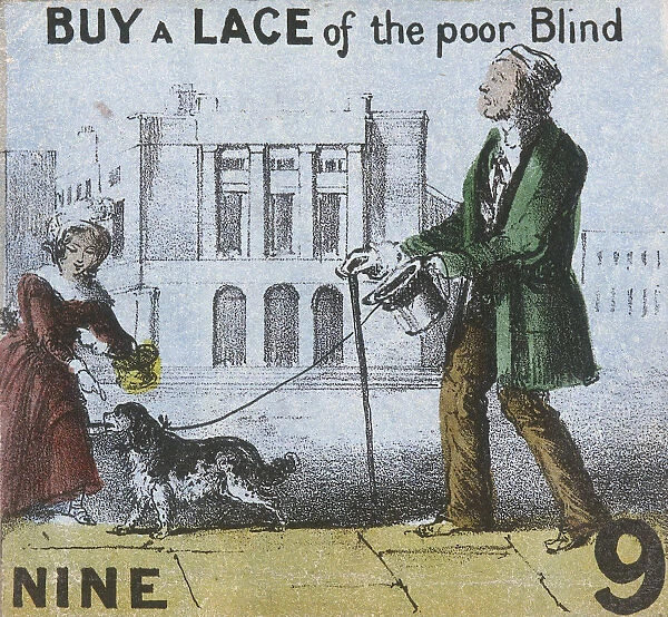 Buy a Lace of the poor Blind, Cries of London, c1840. Artist: TH Jones