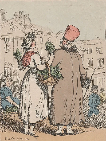 Buy My Moss Roses, or Dainty Sweet briar, 1811. 1811. Creator: Thomas Rowlandson