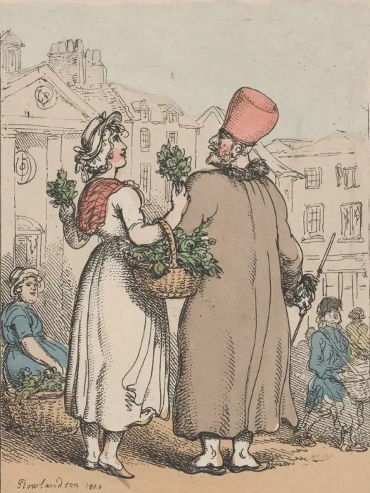 Framed Print : Buy My Moss Roses, or Dainty Sweet briar, 1811. 1811. Creator: Thomas Rowlandson Framed Print : Buy My Moss Roses, or Dainty Sweet briar, 1811. 1811. Creator: Thomas Rowlandson