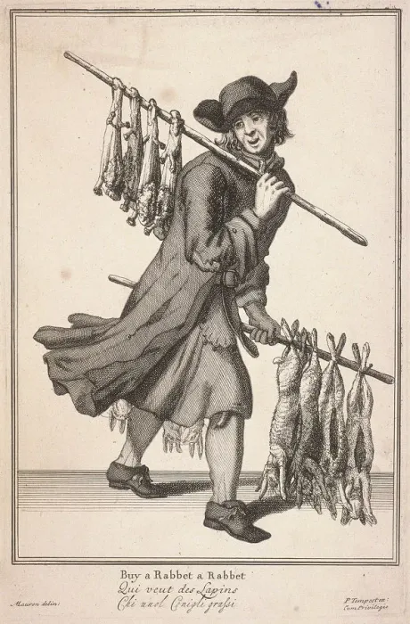 Framed Print : Buy a Rabbet a Rabbet, Cries of London, (c1688?). Artist: Pierce Tempest Framed Print : Buy a Rabbet a Rabbet, Cries of London, (c1688?). Artist: Pierce Tempest