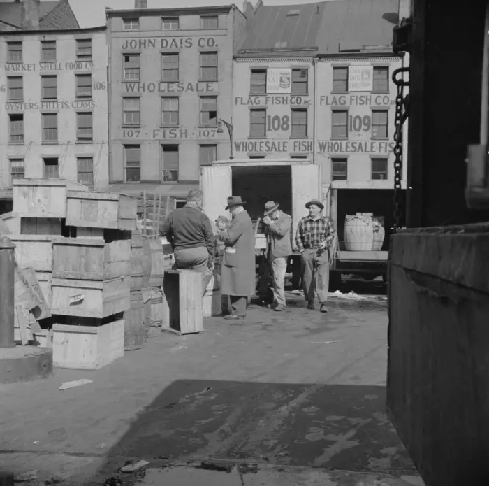 Framed Print : A buyer visits the wholesale district to purchase fish for his store, New York, 1943. Creator: Gordon Parks Framed Print : A buyer visits the wholesale district to purchase fish for his store, New York, 1943. Creator: Gordon Parks