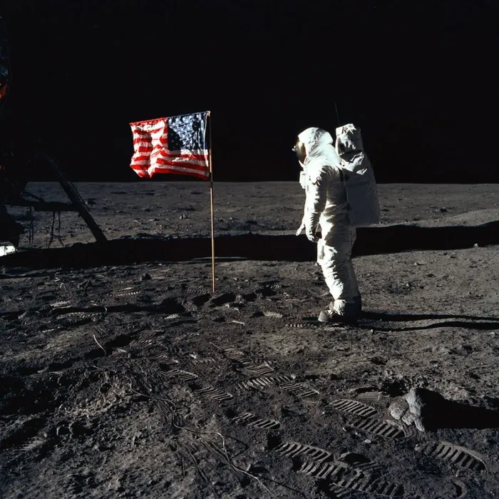 Framed Print : Buzz Aldrin and the U. S. Flag on the Moon, 1969. Creator: Neil Armstrong