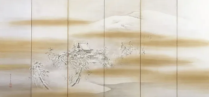 Framed Print : Byodo-in Temple in Winter, 1860-1870. Creator: Mori Kansai Framed Print : Byodo-in Temple in Winter, 1860-1870. Creator: Mori Kansai