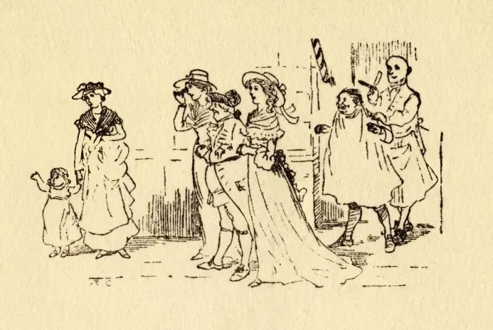 Framed Print : Bystanders watch as John Gilpin gallops past, 1878, (c1918). Creator: Randolph Caldecott Framed Print : Bystanders watch as John Gilpin gallops past, 1878, (c1918). Creator: Randolph Caldecott