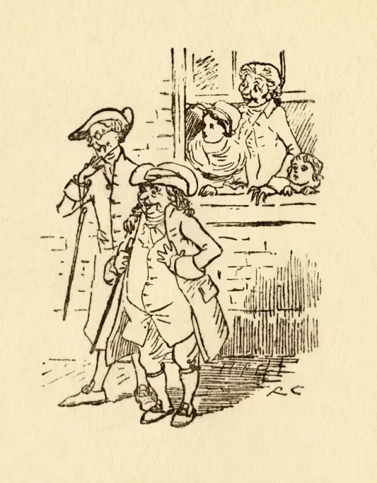 Framed Print : Bystanders watch as John Gilpin gallops past, 1878, (c1918). Creator: Randolph Caldecott Framed Print : Bystanders watch as John Gilpin gallops past, 1878, (c1918). Creator: Randolph Caldecott