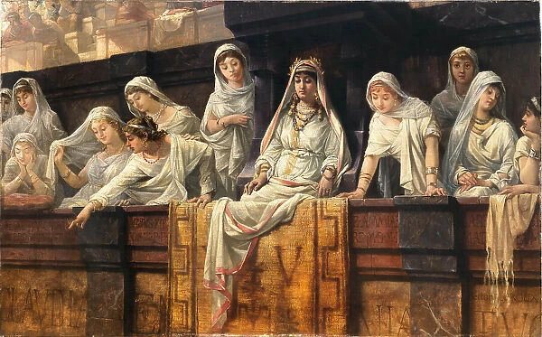 The Byzantine Empress Theodora I in her imperial box in the Hippodrome of Constantinople. Creator: Leroux (Le Roux), Louis Héctor (1829-1900)