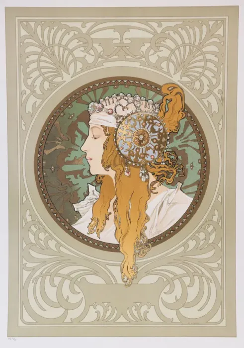 Framed Print : Byzantine Heads: Blonde, 1897. Creator: Mucha, Alfons Marie (1860-1939) Framed Print : Byzantine Heads: Blonde, 1897. Creator: Mucha, Alfons Marie (1860-1939)