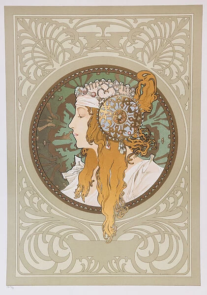 Byzantine Heads: Blonde, 1897. Creator: Mucha, Alfons Marie (1860-1939)