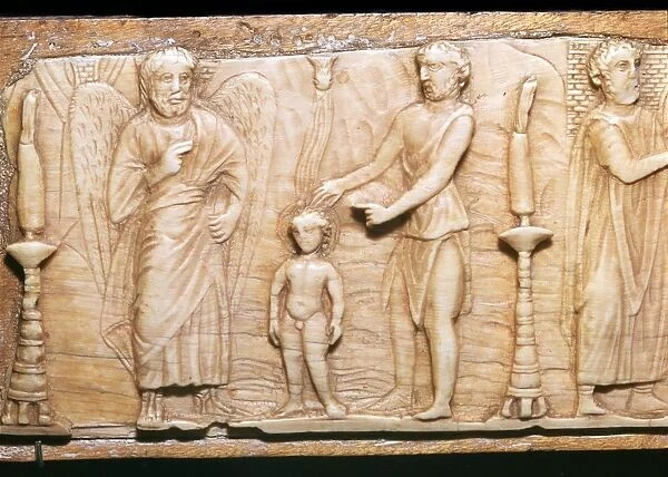 Byzantine ivory panel showing Christs baptism, 5th century