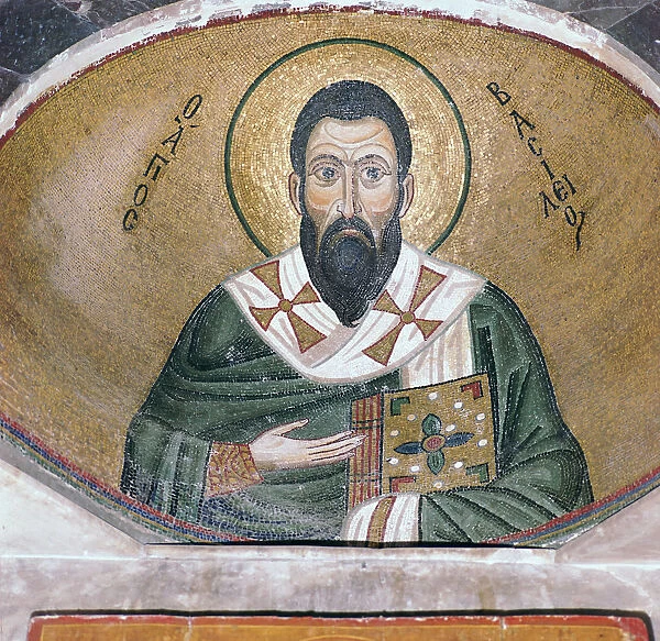 A byzantine mosaic of St Basil, 11th century