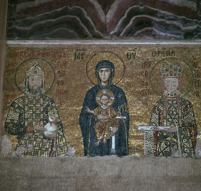 Framed Print : A Byzantine mosaic of the Virgin and Child between the Emperor John II Comnenus and Empress Irene Framed Print : A Byzantine mosaic of the Virgin and Child between the Emperor John II Comnenus and Empress Irene