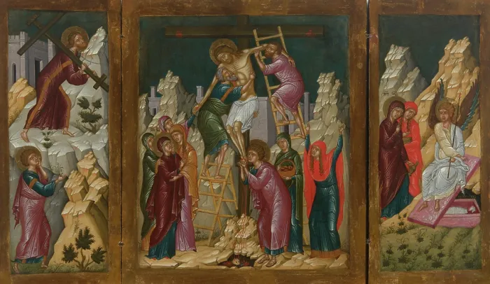 Framed Print : Byzantine Triptych with Scenes from the Passion of Christ, 2nd half of 16th century. Creator: Unknown Framed Print : Byzantine Triptych with Scenes from the Passion of Christ, 2nd half of 16th century. Creator: Unknown